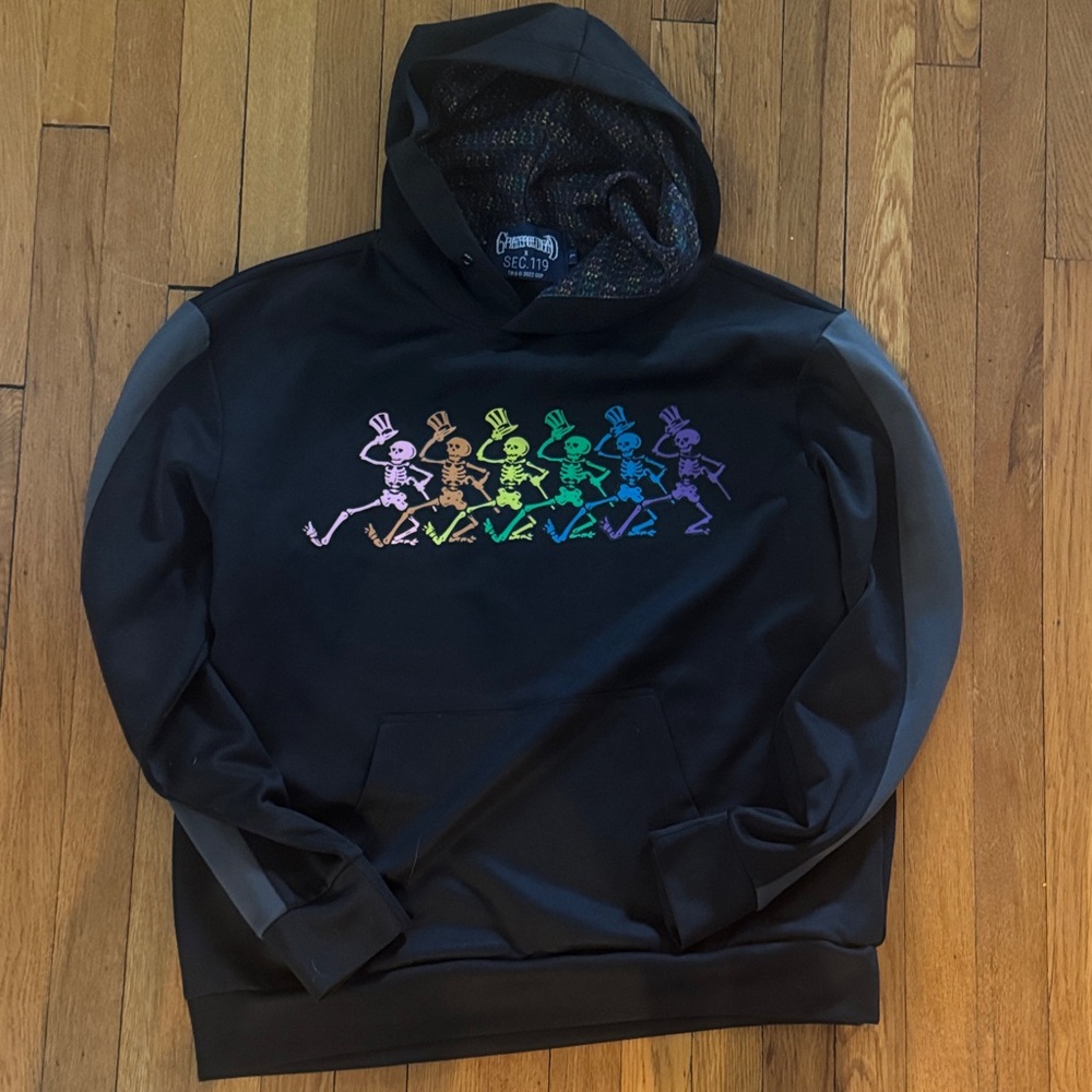 Grateful Dead -Black Hoodie with Colorful  Dancing Skellies